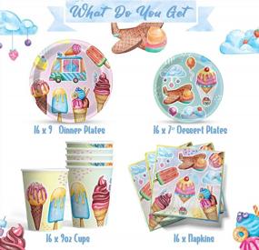 img 3 attached to Complete Ice Cream Birthday Party Tableware Set – Disposable Plates, Serving Utensils, Cups And Napkins