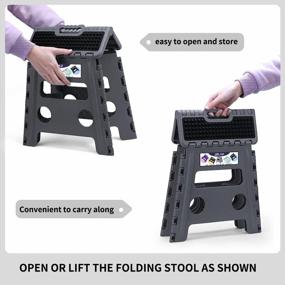 img 1 attached to 🪜 Delxo Folding Step Stool: Non-Slip Heavy Duty Foldable Stool for Kids and Adults - Grey, 2021 Upgrade