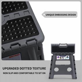 img 3 attached to 🪜 Delxo Folding Step Stool: Non-Slip Heavy Duty Foldable Stool for Kids and Adults - Grey, 2021 Upgrade