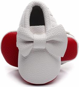 img 1 attached to Soft Sole Baby Shoes With Double Bow Fringe - Bebila Girls Toddler Moccasins And Crib Flats