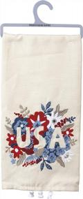 img 4 attached to Floral USA Patriotic Embroidered Dish Towel By Primitives, 20" X 26