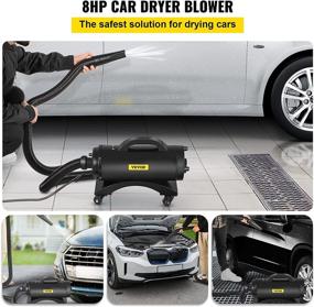 img 3 attached to 🚗✨ High Velocity Car Dryer Air Blower - VEVOR 8.0HP Powered, 320 CFM, 110V 5-20P (20A) Plug, with Casters, 33ft Flexible Hose, and 2 Air Jet Nozzles - Ideal for Car Wash Water Drying Machine