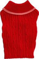 🐕 ethical pet fashion pet classic cable sweater - dog sweater with leash hole, stylish turtleneck design - 100% acrylic, warm & comfortable - red, medium логотип
