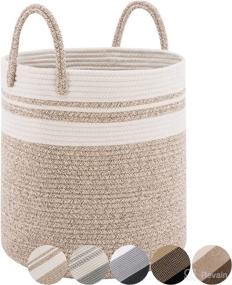 img 4 attached to 🧺 TECHMILLY 40L Large Woven Storage Basket: Decorative Cotton Rope Organizer for Living Room, Toys, Towels & Blankets - Brown, 14"W×16"H