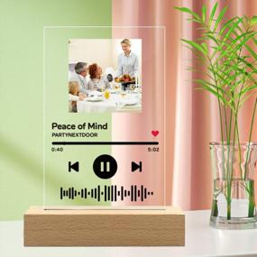 img 1 attached to VEELU Personalized Acrylic Song With Photo Customized Transparent Song Plaque Custom Picture Album Cover Scannable Spotify Code LED Night Light Lamp For Music Lovers