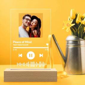 img 4 attached to VEELU Personalized Acrylic Song With Photo Customized Transparent Song Plaque Custom Picture Album Cover Scannable Spotify Code LED Night Light Lamp For Music Lovers