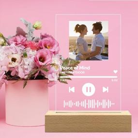 img 2 attached to VEELU Personalized Acrylic Song With Photo Customized Transparent Song Plaque Custom Picture Album Cover Scannable Spotify Code LED Night Light Lamp For Music Lovers