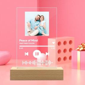img 3 attached to VEELU Personalized Acrylic Song With Photo Customized Transparent Song Plaque Custom Picture Album Cover Scannable Spotify Code LED Night Light Lamp For Music Lovers