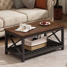 img 3 attached to Rustic Charm Meets Modern Elegance: ChooChoo 40" Coffee Table With Shelf For A Vintage Farmhouse Living Room