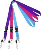 wisdompro 3 pack office lanyard with detachable buckle & oval clasp - quick release neck keychain strap for key, whistle, cell phone, usb, id badge holder - purple, hot pink, light blue (23 inch) logo