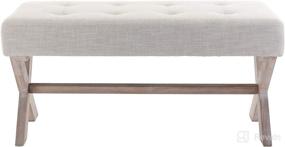 img 3 attached to 🛋️ Kmax Fabric Upholstered Ottoman Bench Seat - Versatile 36 inch Entryway Bench with X-Shaped Wood Legs - Perfect for Bedroom, Living Room, Foyer or Hallway - Cream