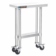 durasteel 24 x 12 inch stainless steel food prep table with workbench and caster wheels - ideal for restaurants, warehouses, kitchens, garages, and homes - nsf certified commercial metal cart logo