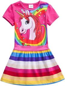 img 4 attached to 🌈 JUXINSU Toddler Rainbow Cartoon SH6219 Fuchsia Girls' Clothing and Dresses: Vibrant Fashion for Your Little Princess