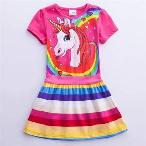 img 3 attached to 🌈 JUXINSU Toddler Rainbow Cartoon SH6219 Fuchsia Girls' Clothing and Dresses: Vibrant Fashion for Your Little Princess