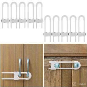 img 4 attached to Childproof Cabinet Locks - 10-Pack White Sliding U-Shaped Locks with Adjustable Safety Child Lock. Easy to Use Childproof Latches for Knob Handle on Kitchen Cupboards, Closets, Dressers, and More!
