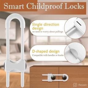 img 2 attached to Childproof Cabinet Locks - 10-Pack White Sliding U-Shaped Locks with Adjustable Safety Child Lock. Easy to Use Childproof Latches for Knob Handle on Kitchen Cupboards, Closets, Dressers, and More!