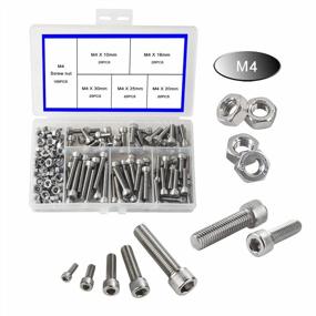img 2 attached to M4 304 Stainless Steel Bolts & Nuts | Heavy Duty Hex Head Cap Screws, Socket Head Screws Assortment