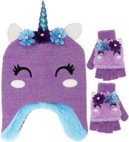 img 4 attached to Little Winter Unicorn Knitted Earflap Girls' Accessories ~ Cold Weather
