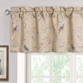 img 4 attached to H.VERSAILTEX Blackout Curtain Valances - Privacy Added Window Decoration For Kitchen, Living Room & Bathroom - 52" W X 18" L, Birds In Taupe