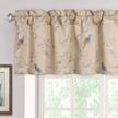 h.versailtex blackout curtain valances - privacy added window decoration for kitchen, living room & bathroom - 52" w x 18" l, birds in taupe logo