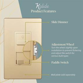 img 2 attached to 🌟 TOPGREENER Kalide Dimmer Light Switch, LED Dimmer Switch, Single Pole or 3-Way, 120VAC, 60Hz, 200W LED/CFL, No Neutral Wire Needed, TGSDS3-GD, Gold