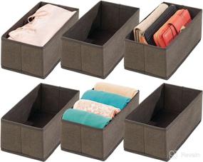 img 4 attached to 👕 mDesign Soft Fabric Dresser Drawer and Closet Storage Organizer for Toddler and Kids Bedroom, Nursery, and Playroom - Rectangular Bin with Herringbone Print - 6 Pack - Espresso Brown