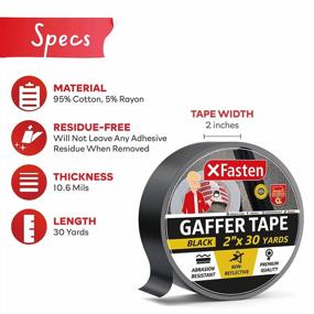 img 3 attached to XFasten 2 Inch Black Gaffers Tape - 30 Yards Non-Reflective, No Residue Tape With Matte Finish For Photography And Floor Use, Ideal For Securing Electrical Cords And Wiring