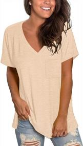 img 4 attached to Women'S T-Shirts: TODOLOR Short Sleeve V Neck Loose Summer Tees With Pocket