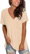 women's t-shirts: todolor short sleeve v neck loose summer tees with pocket logo