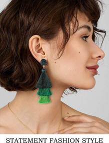 img 3 attached to Boho Chic Colorful Tassel Earrings With Druzy Studs - Perfect For Women And Teens On Christmas And Valentine'S Day