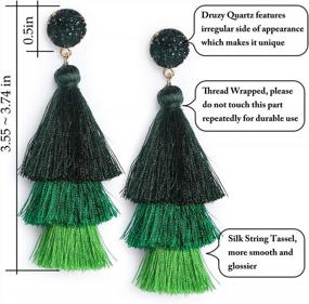 img 2 attached to Boho Chic Colorful Tassel Earrings With Druzy Studs - Perfect For Women And Teens On Christmas And Valentine'S Day
