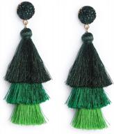 boho chic colorful tassel earrings with druzy studs - perfect for women and teens on christmas and valentine's day логотип
