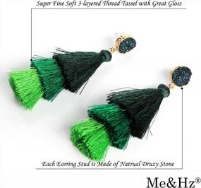 img 1 attached to Boho Chic Colorful Tassel Earrings With Druzy Studs - Perfect For Women And Teens On Christmas And Valentine'S Day