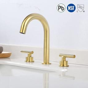 img 1 attached to Brushed Brass 8 Inch Widespread 3 Hole 2 Handle KES Gold Bathroom Faucet - L4317ALF-BZ With Supply Hoses
