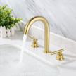 brushed brass 8 inch widespread 3 hole 2 handle kes gold bathroom faucet - l4317alf-bz with supply hoses logo