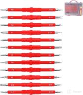 🔧 набор изолированных отверток для электрика, 24 предмета, с рейтингом 1000 в, сменный магнитный набор насадок, в комплекте футляр - слоттед/филипс/торкс/гекс/квадратный прецизионный отверток, тестер напряжения, нескользящая ручка от masjenbu. логотип