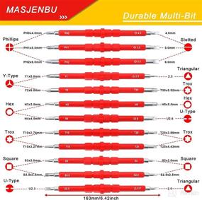 img 3 attached to 🔧 Набор изолированных отверток для электрика, 24 предмета, с рейтингом 1000 В, сменный магнитный набор насадок, в комплекте футляр - слоттед/филипс/торкс/гекс/квадратный прецизионный отверток, тестер напряжения, нескользящая ручка от MASJENBU.
