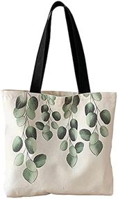 img 3 attached to Women Canvas Tote Bag For Women Girls Kids School Shoulder Bag With Zipper Work Beach Lunch Travel And Shopping Grocery Bag