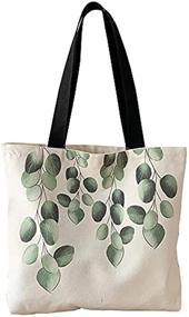 img 2 attached to Women Canvas Tote Bag For Women Girls Kids School Shoulder Bag With Zipper Work Beach Lunch Travel And Shopping Grocery Bag