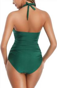 img 2 attached to Smismivo Women'S Vintage One Piece Swimsuit With Tummy Control And Sexy Ruched Detailing For Slimming And Retro Style