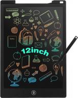 eoocoo 12-inch colorful screen lcd writing tablet with magnetic doodle board for kids and adults, handwriting drawing tablet for home, school, and office use - perfect gift for ages 3 to 7 - black логотип