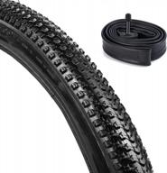 mountain bike tire and tube combo - 29x2.10 mtb bicycle tire and 29x1.75/2.125 av32mm bike tube set for optimal performance (black) logo