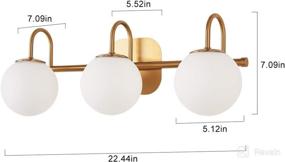 img 1 attached to 🛁 ZHUOER Modern Bathroom Vanity Light Fixtures - 3 Lights, Brushed Brass Frame with Milk White Glass Globe Shade - Modern Wall Sconce Lighting for Bath Vanity Lights Bar Over Mirror (Bulb Sold Separately)