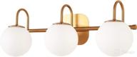 🛁 zhuoer modern bathroom vanity light fixtures - 3 lights, brushed brass frame with milk white glass globe shade - modern wall sconce lighting for bath vanity lights bar over mirror (bulb sold separately) логотип