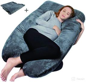 img 4 attached to 🤰 COMHO Full Body Pregnancy Pillow: U Shaped Maternity Pillow with Removable Gray Velvet Covers - Ultimate Support for Back, Neck, and Head