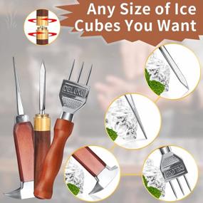 img 2 attached to Ice Pick Set Of 7 - Stainless Steel Ice Chipper Tea Knife With Wooden Handle, Crushed Ice Lewis Bag And Wood Hammer For Breaking Ice Carving Kitchen Tool Bartender Bars Picnics Camping Restaurant