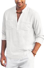 img 4 attached to COOFANDY Henley Sleeve Casual 001 White 000 Men's Clothing - Shirts