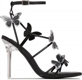 img 4 attached to LISHAN Womens' Clear Square Toe Heel Sandals Bow Knot Strappy Stiletto Heels