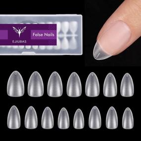 img 4 attached to Ejiubas 300Pcs Short Almond Acrylic Nail Tips, 15 Sizes Pre-Buff Full Matte Soft Gel False Nails With Box For Natural Nail Extensions & Ultra Fit Valentines Day Gifts
