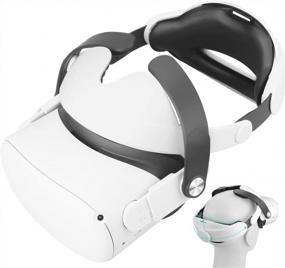 img 4 attached to MASiKEN Модернизированный ремешок для головы для гарнитуры VR Meta / Oculus Quest, оголовье, смещающее вес на лбу, уменьшает давление на лицо, повышает комфорт в играх VR с мягкой подкладкой из пенополиуретана (M5, белый)